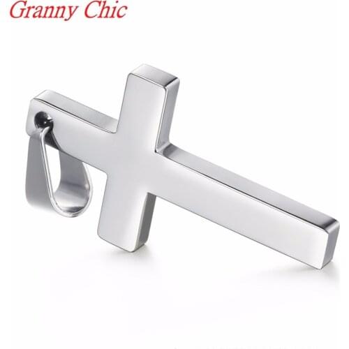 Granny Chic Jesus Cross Necklaces Pendants For Men Women Gifts Silver olor Collier Femme Stainless Steel Jewelry Cruz Colgante