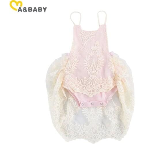Ma&Baby 0-24M Infant Newborn Baby Girls Lace Romper Princess Tulle Flower Jumpsuit Birthday Party Costumes Baby Girl Clothing
