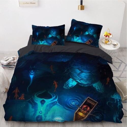3D Animal Design Comforter Duvet Quilt Cover Bedding Set Full King Queen Double Full Twin Size Turtle Black Home Textile