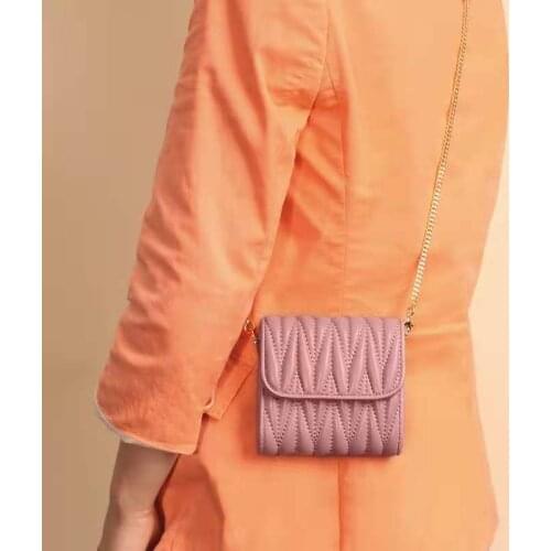 2020 Fashion Women Genuine Leather Bag Sheepskin Chain Design Wallet Card Money Holder Clutch Ladies Short Purse