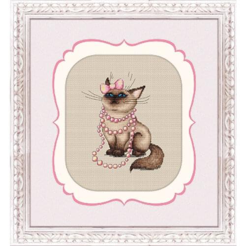 Cute Cartoon Cross Stitch Kit D845 Siamese Cat Pretty Home Pet Hand-embroidered Decorative Painting