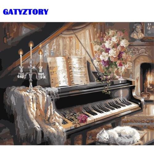 Frameless Picture Piano DIY Painting By Numbers Still Life Modern Wall Art Hand Painted Oil Painting On Canvas For Home Decor