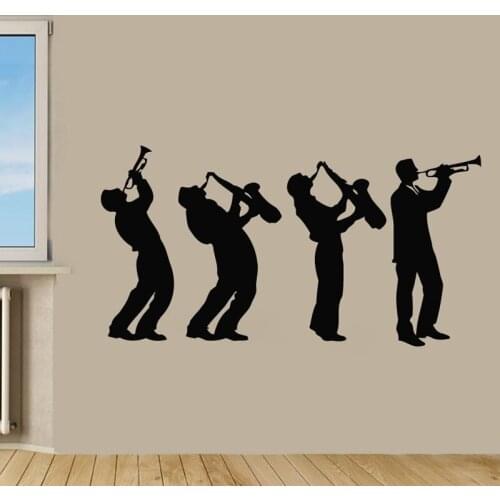 ZOOYOO Musician Wall Stickers Music Group Art Design Boys Playing Saxophone Wall Decals Decor Living Room Bedroom Wall Murals