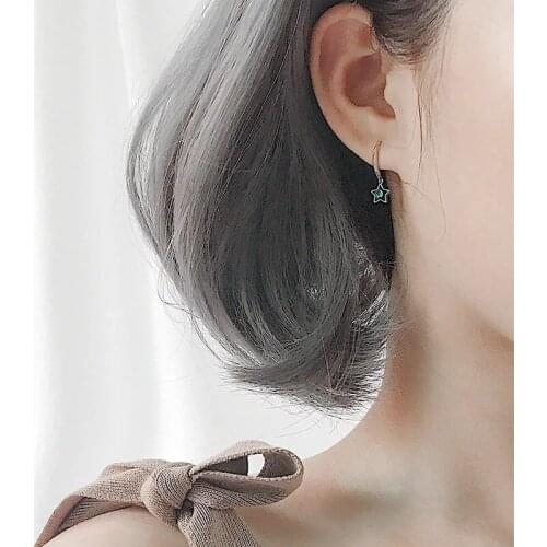 NEW Real S925 Sterling Silver Star Earrings for Women Girls Blue Crystal Earrings Fine Jewelry Wedding Birthday Gifts