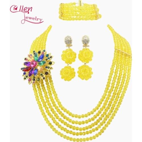 2017 newest Florid colorful Nigerian Wedding Bride Jewelry Set Indian Gift Costume Jewelry set african beads jewelry set N0047