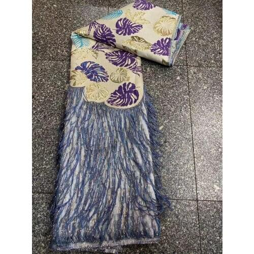 New Arrival Jacquard Brocade Lace Fabric High Quality Feather Nigerian African French Lace Fabric for Bridal Materials K4888