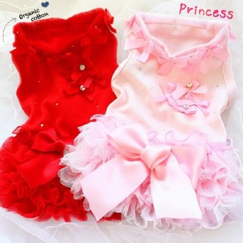 Free Shipping Handmade Dog Clothes Princess Color Mesh 100%Cotton Cupcake Dress Dog Dresses Pet Poodle Yorkie Maltese