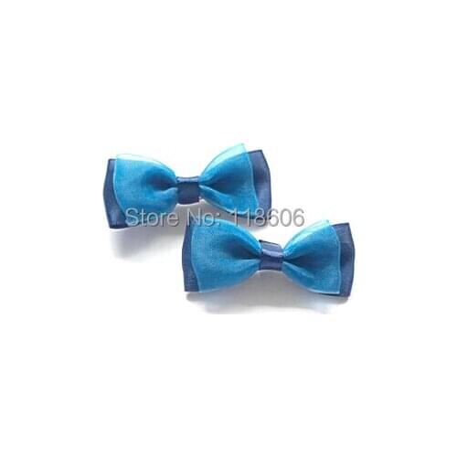 Wholesale 240pcs/lot Girls Purple and Navy Polyester Ribbon Hair Bow Free Shipping