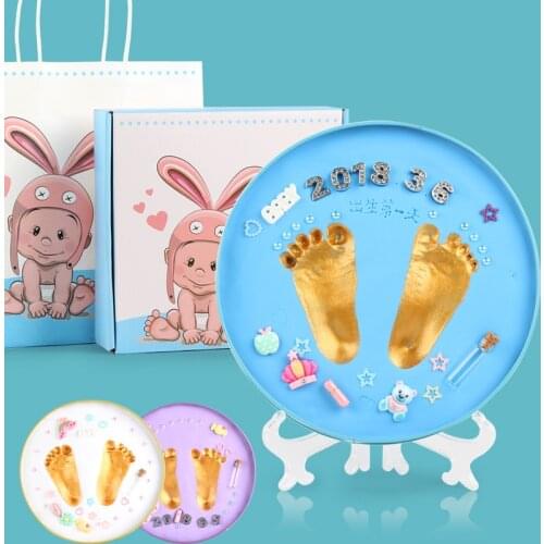 Newborn Babys Gift Baby Souvenirs Hand Footprint Makers Imprint Kit Casting Toys Print Handprint Souvenir Air Drying Soft Clay
