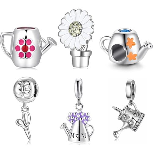 Fit Original europeu Bracelet White enamel Sun flower with Charming CZ dazzling 925 Sterling Silver charms Beads