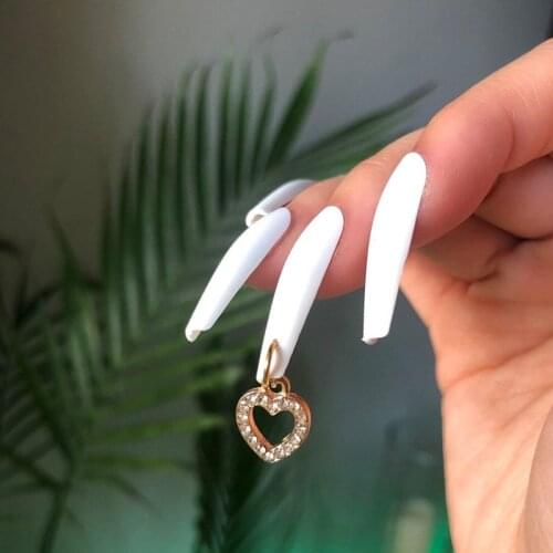 8X12mm Heart Pierced Fingernail Nail Charms Jewelry Charms With Zircon Hollow Heart Charms Metal Nail Decorations 100Pcs/Bags