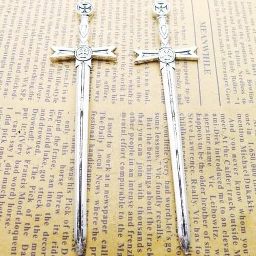 50pcs Sword Charms 25mm x 91mm DIY Jewelry Making Pendant antique silver color