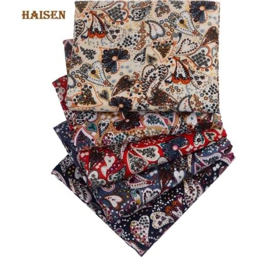 Love Series Poplin Calico,Printed Cotton Fabric,Plain Cloth,For DIY Sewing Quilting Spring Summer Womens Clothes Dress Material