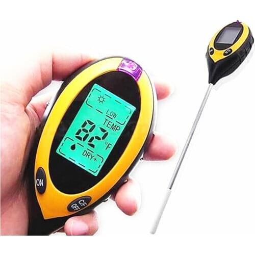 Professional 4 In1 LCD Temperature Sunlight Moisture pH Garden Soil Tester Meter