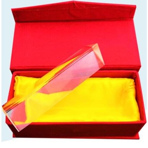 1Pc 40mm x 40mm x 180mm Prism rainbow photo glass student scientific physics experiment equipment mitsubishi mirror with the box