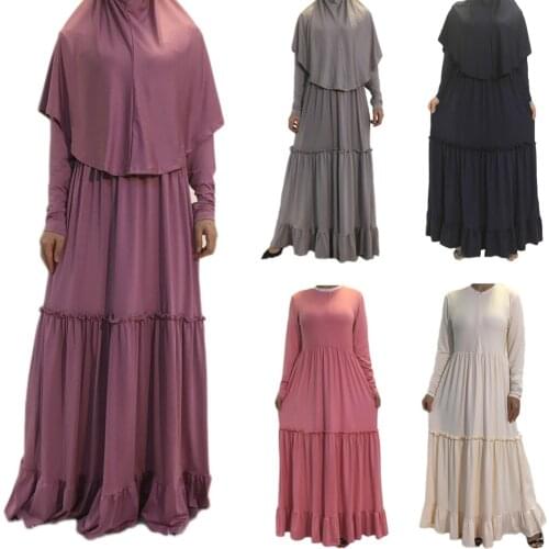 Ramadan Arab Jilbab Abaya Muslim Women Long Dress Hijabs Maxi Robe Prayer Garment Full Cover Islamic Clothing Dubai Turkish Gown