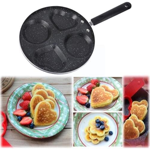 4 Hole Frying Pan Breakfast Egg Burger Pot Kids Breakfast Kitchen Cookware Steak Pancake Home Accessori Maker Pan Non-stick U6T8