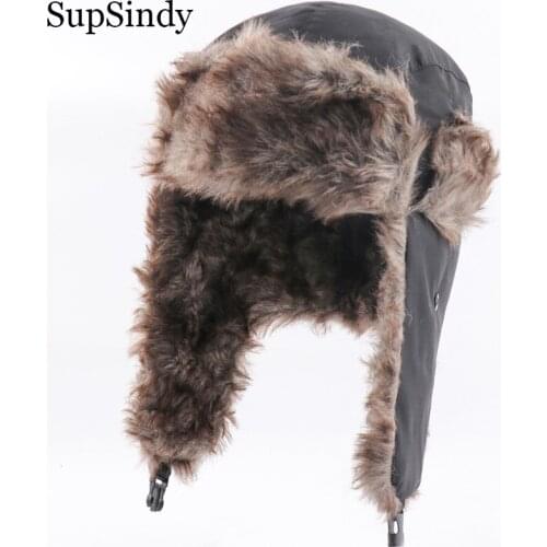 SupSindy Fashion Men Women Winter Waterproof Warm Earflap Bomber Hats Faux Fur Ushanka Trapper Thermal Hat Trooper Snow Ski Caps