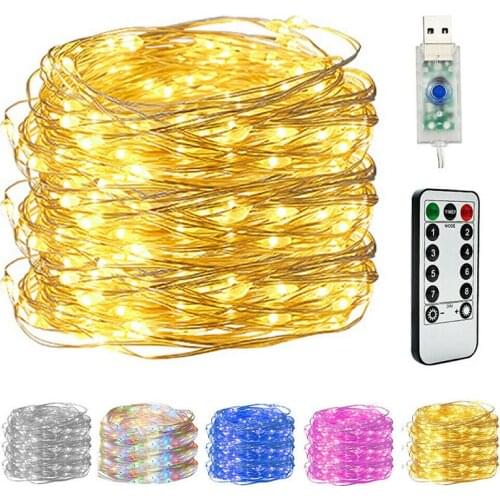 Led String Light 5/10M/20M 50/100/200LED USB 8Mode Remote Control Lights Fairy Garlands Wedding Christmas Holiday Decor Lamps