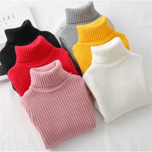 Baby Girls Winter Turtleneck Sweater Colthes Autumn Boys Children Clothing Pullover Knitted Solid Kids Sweaters