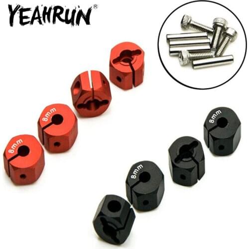 YEAHRUN YEAHRUN 4pcs 8-12mm Thickness Hex 12mm Aluminum Wheel Hex Drive Adaptors and Pins Alloy Metal For 1:10 RC Car Wheels Rim
