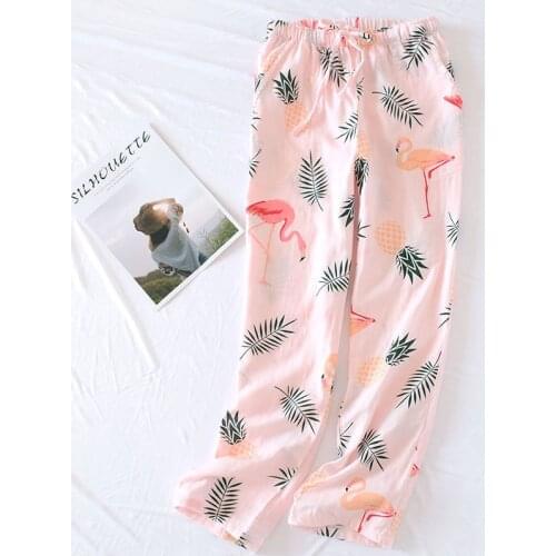 JULYS SONG 2020 New Women Sleeping Pants Ladies Floral Print Cotton Sleep Bottoms Trousers Soft Pants Household Wear