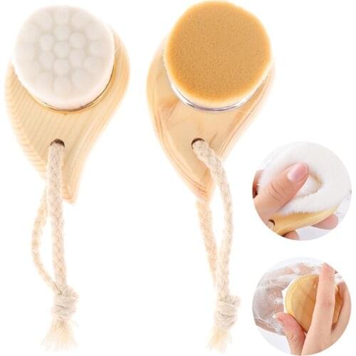 1PC Wood Handle Facial Cleansing Brush Manual Soft Face Massager Skin Pore Clean Brush Face Care Brush Cleansing Beauty Tools