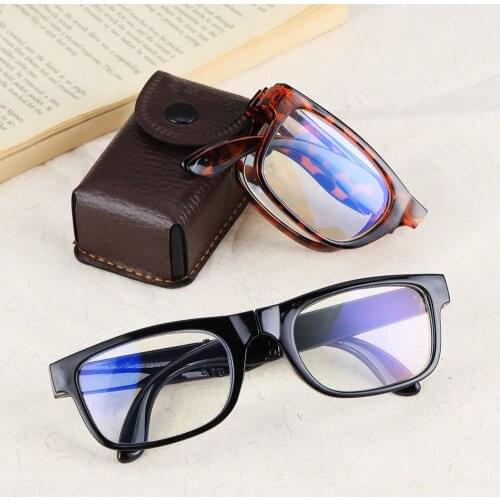 1PC Folding Reading Glasses With Case Portable Anti Blue Light Presbyopic Eyewear For Men Women Vision Care +1.0~4.0 Diopter