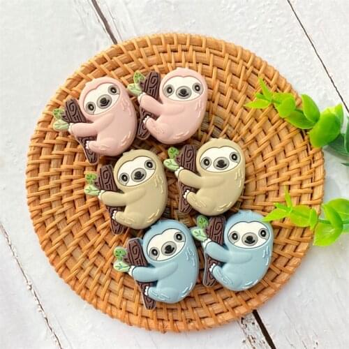10PCS BPA Free mini Sloth Silicone Beads Baby Dummy Cartoon Pacifier Toy Accessories