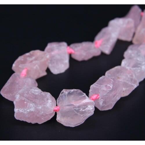 15.5"/strand Natural Rough Rose Quartzs Freeform Cut Nugget Gravel Loose Beads,Raw Pink Crystal Stone Chips For Jewelry Making