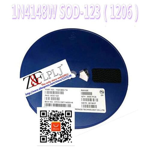 1N4148W T4 SOD-123(1206) // 1N4148WS SOD-323 (0805) 1N4148 T4 100V/150mA Switching diode 3000PCS/LOT