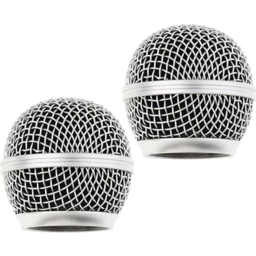 2pcs Steel Wireless Microphone Grille Mic Mesh Grill Ball Head Rust Resistant Replacement Ball Head Mic Mesh Cover Head Mount