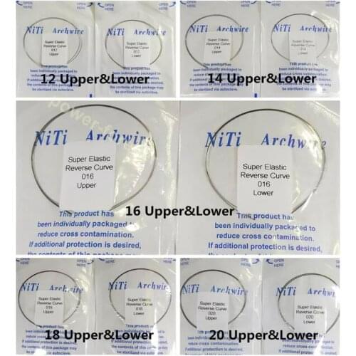 20Pack(40Pcs) Dental Orthodontic Arch Reverse Curve Wire Round Niti Wires Super Elastic Retainer Brace Reverse Chair Upper Lower