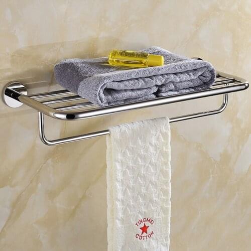 2020 SUS 304 Stainless Steel 60cm Bathroom Towel Racks With Towel Bar and Brief Fixed Bathroom Towel Holder