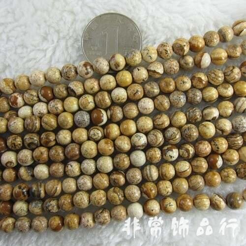 4mm natural picture stone beads diy A string of 38 cm