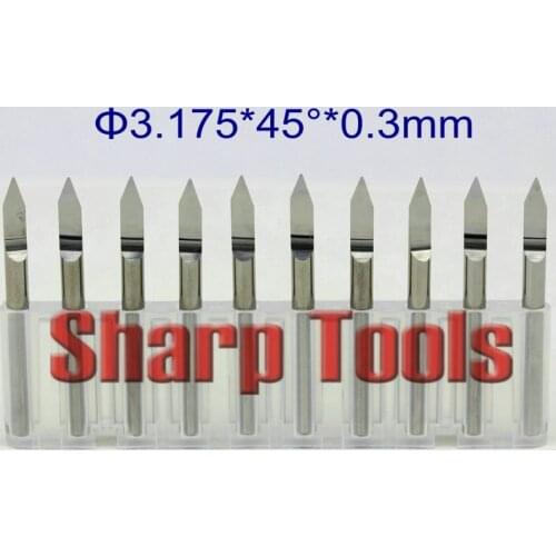 45 Degree 3.175mm Tip0.1-0.5mm Flat Bottom V Carving Bit CNC Engraving Cutter PCB Milling Bits Solid Carbide End Mills for Wood