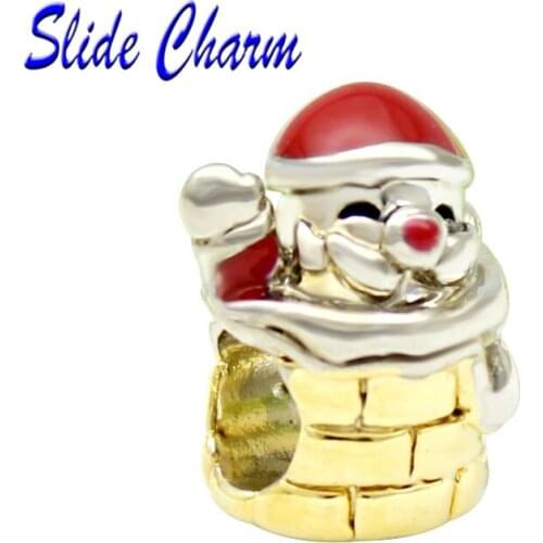 5mm straight hole fashion jewelry DIY charm European style Christmas beads, cute red nose santa Fit Pandora Bracelet Necklace