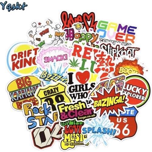 50 PCS Text Letter Stickers for Laptop Luggage Car Styling Skate Motorcycle Bicycle Home Decor Decal DIY Waterproof Sticker