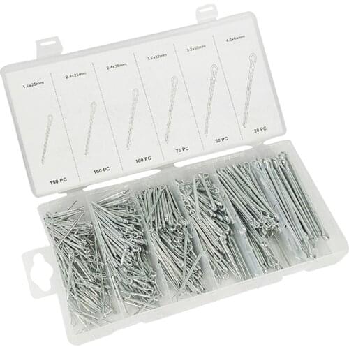 555pcs/set Industrial Iron galvanizing Cotter Pin Assortment Clip Key Set Kit metal