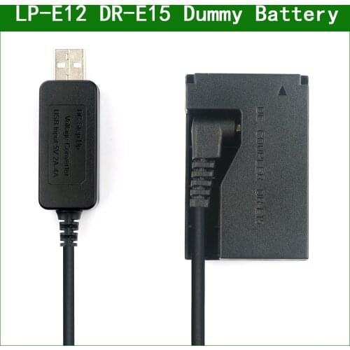 5V USB LP E12 LPE12 ACK-E15 DR-E15 Dummy Battery&DC Power Bank USB Cable for Canon EOS 100D Rebel SL1 Kiss X7 PowerShot SX70 HS