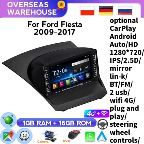 8'' Android Car Stereo Multimedia Player For Ford Fiesta 2009 2010-2018 2019 IPS GPS Navigation Auto Stereo Video With Canbus