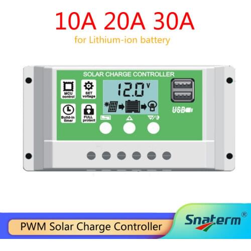 Promotion!! Newly 10A 20A 30A 12V/24V LCD display solar charger lead acid battery Lithium ion PWM solar charge controller USB 5V