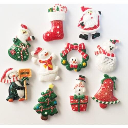 Glitter Colorful Christmas combination Flat Back Cabochon stone Miniature Christmas ornament DIY scrapbook figurines OW20