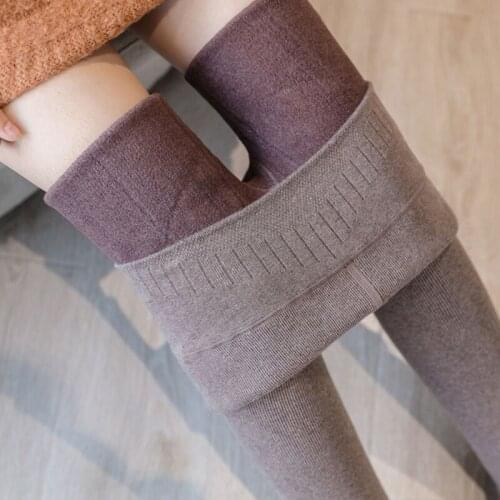 Autumn Winter Women Plus Velvet Thickened Leggings High Waist Warm Bottoms Pants New Fashion Tight Elastic Band Foot Trousers