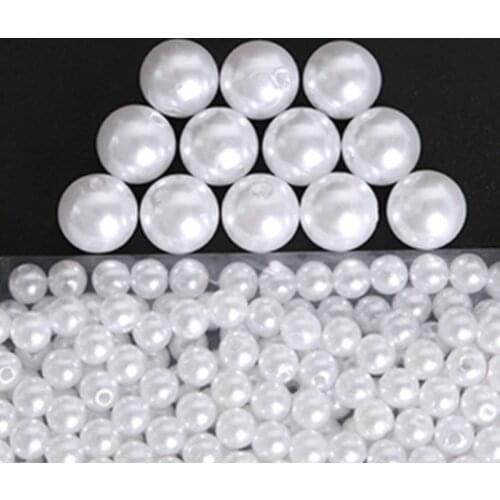 1pack 4 6 8 10 12 14 16 20mm Imitation Pearl Beads ABS Loose Round Beads Craft For Jewelry Making White Beige DIY Garment Bead