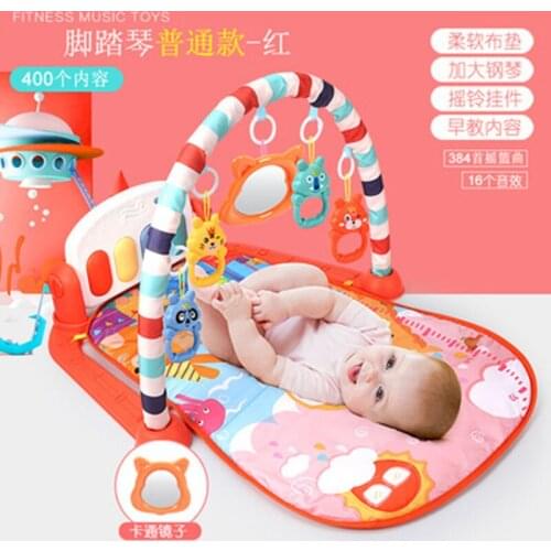 Baby Pedal Piano Musical Baby Play Mat Play Piano Activity Gym With Hanging Toys Baby Companion For Babies Ages 0-24Months Old