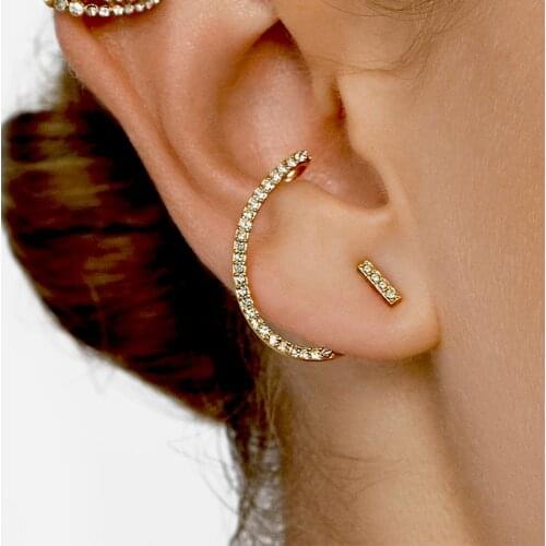 F.J4Z 1PC New Stylish Earrings for Women Brand Sparkling Rhinestone Twisted RIGHT Ear Wraps Hot Earrings Jewelry Dropshipping