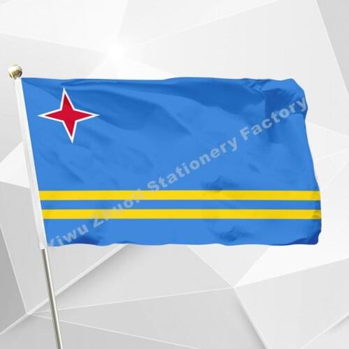 Netherlands Aruba Flag 150X90cm (3x5FT) 120g 100D Polyester Double Stitched High Quality Banner Free Shipping