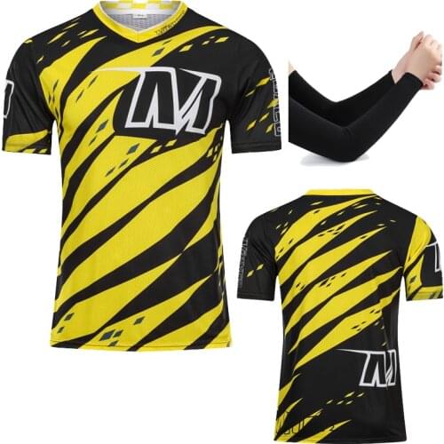 Short Sleeve Men T Shirt Motorcycle Accessories V-Neck 100% Polyester Elastic Sports Top Breathable Downhill Jersey MTB Shirt