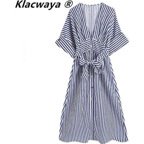 Klacwaya Summer Short Sleeve Dresses